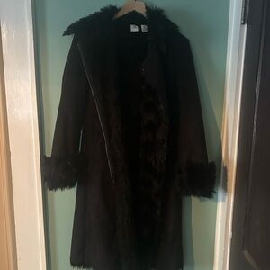 Armani Exchange Black Teddy Jacket with Faux Fur
